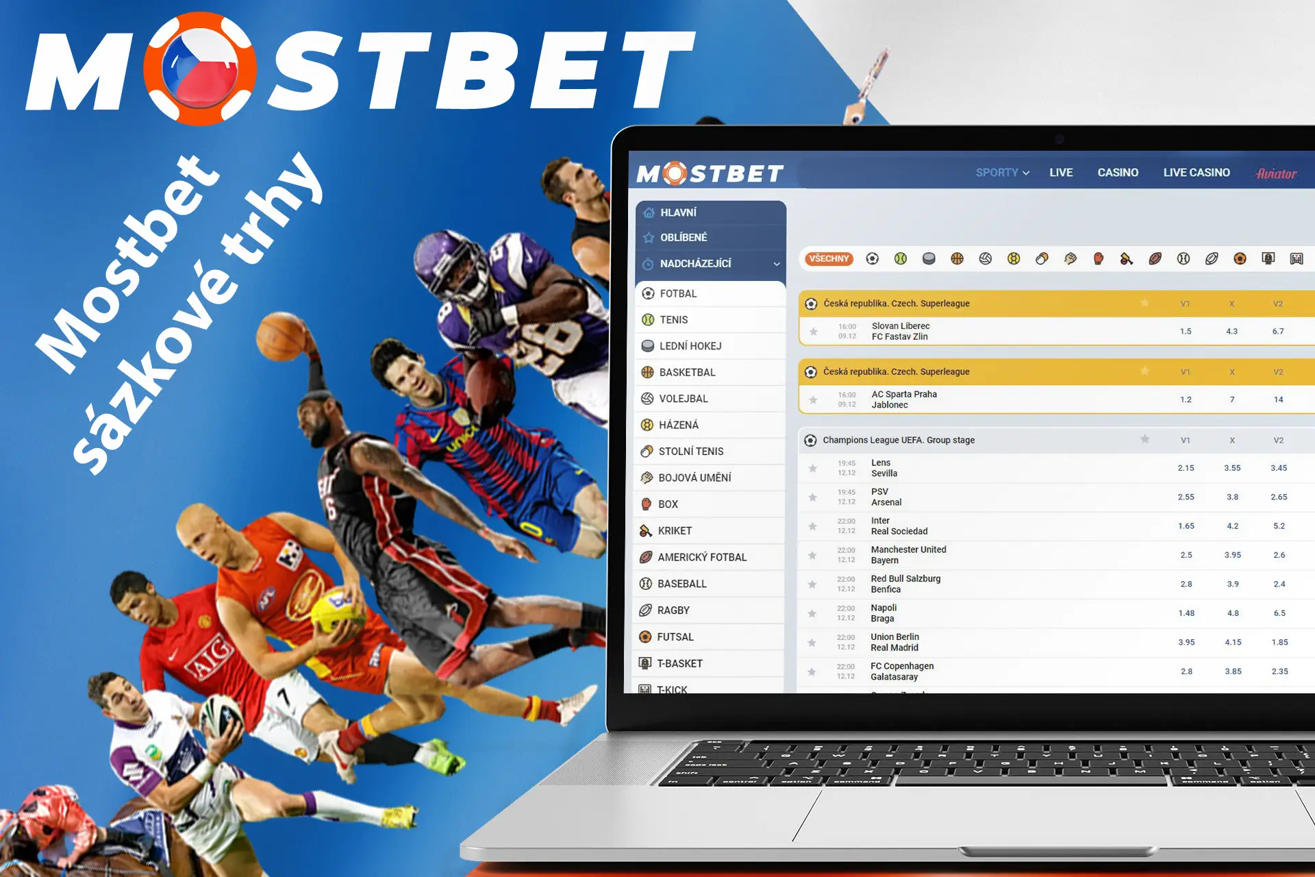 Sázky na mnoho sportovních událostí na Mostbet